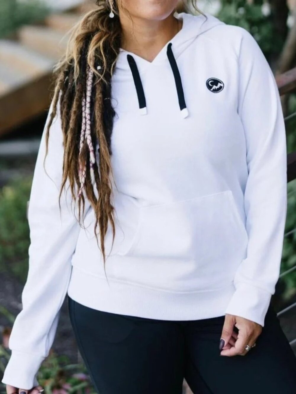 Zyia Active White Mountain Patch Hoodie
